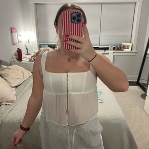 Nasty Gal White Pleated Blouse
